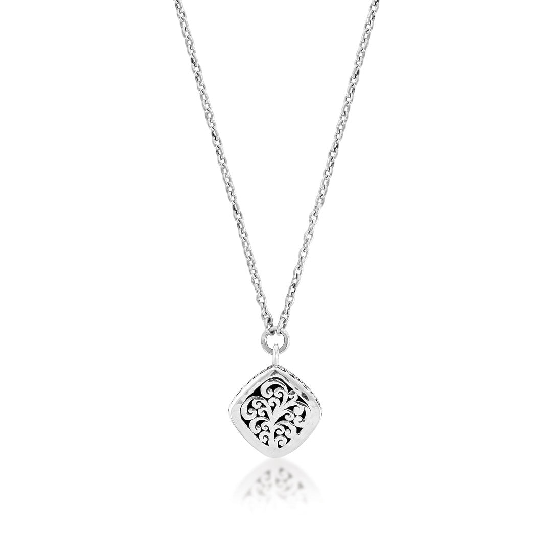 Cushion Black Onyx with LH Scroll Border Necklace