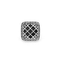 Antiqued LH Scroll Square Caged with Fleur-De-Lis Prong Cocktail Ring