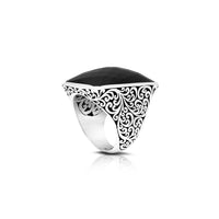 Rectangular Faceted Black Onyx LH Scroll Cocktail