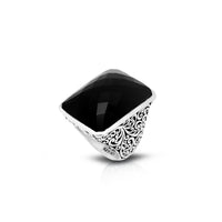 Rectangular Faceted Black Onyx LH Scroll Cocktail
