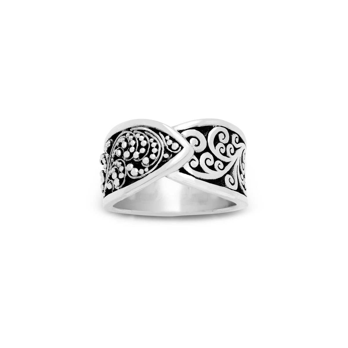 LH Scroll With Granulated Marquise Ring