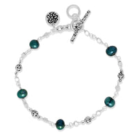 Blue Pearl & LH Scroll Beads with Delicate Single Strand  Bracelets