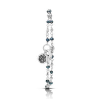 Single Strand Blue Pearl and LH Scroll (4mm) Beads with Wire Wrapped Bracelets