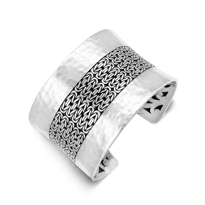 Classic Multi Box Weave Cuff w/Hammered Borders