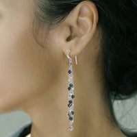 Blue Pearl Combined with LH Scroll Beads (3mm) Waterfall French Wire Earrings