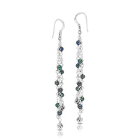 Blue Pearl Combined with LH Scroll Beads (3mm) Waterfall French Wire Earrings