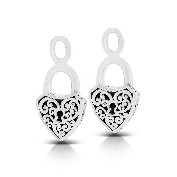 Classic Signature Scroll Shield-Shaped Padlock Earrings Charm (10mm * 16mm)