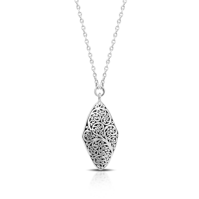 White Diamond, 18K Gold Alhambra LH Scroll Necklace