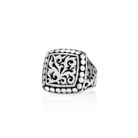 Classic LH Tribal Scroll with Dot Border Signet Ring
