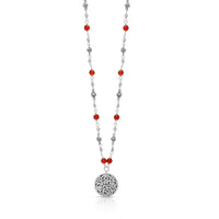 Red Carnelian and LH Scroll Beads "Miracles Happen" Wire-Wrapped Necklace (17"-20")
