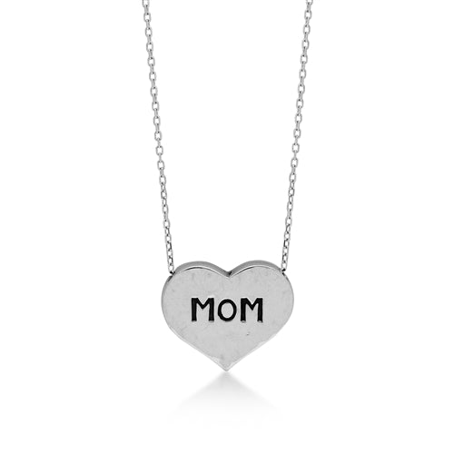 Handcarved "Mom" Heart Necklace - Lois Hill Jewelry