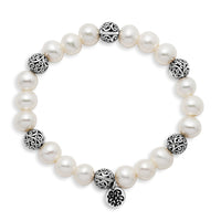 8mm Mother-of-Pearl with LH Signature Scroll Beads Stretch Bracelet
