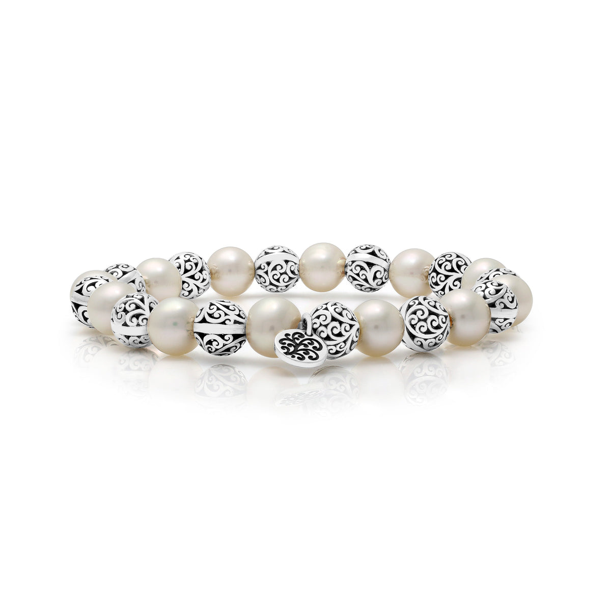 8mm Mother-of-Pearl LH Signature Scroll Beads Stretch Bracelet