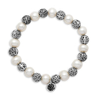 8mm Mother-of-Pearl LH Signature Scroll Beads Stretch Bracelet