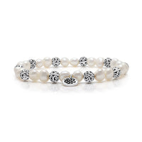 6mm Mother-of-Pearl LH Signature Scroll Beads Stretch Bracelet