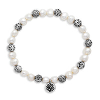 6mm Mother-of-Pearl LH Signature Scroll Beads Stretch Bracelet