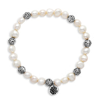 6mm Mother-of-Pearl LH Signature Scroll Beads Stretch Bracelet