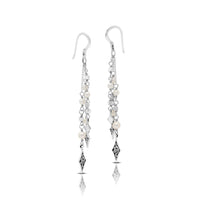 Mother-of-Pearl LH Scroll Diamond Shape Charms Chandelier Earrings