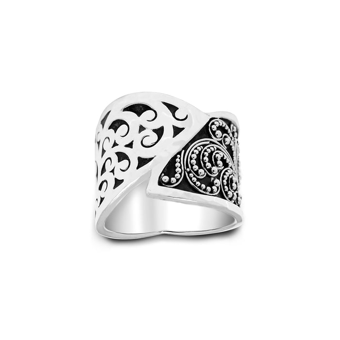 Signature Scroll and Granulated Ring - Lois Hill Jewelry