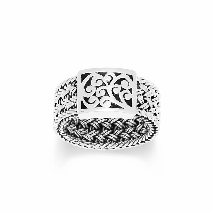 Textile Weave with Cutout Scroll Ring