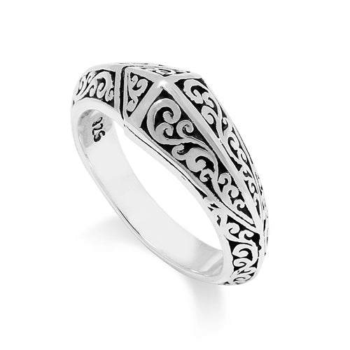 Edgy Signature Scroll Pyramid Ring - Lois Hill Jewelry