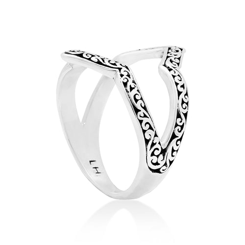 Handcrafted Open Scroll Alhambra Ring - Lois Hill Jewelry