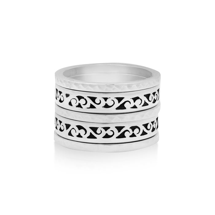 Cutout & Hammered 5-Stack Ring