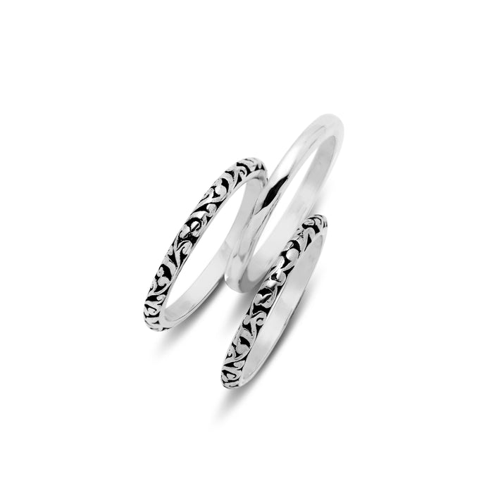 Classic Signature Scroll 3 Stack Ring