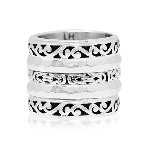 Box Weave and Cutout Stack Ring - Lois Hill Jewelry