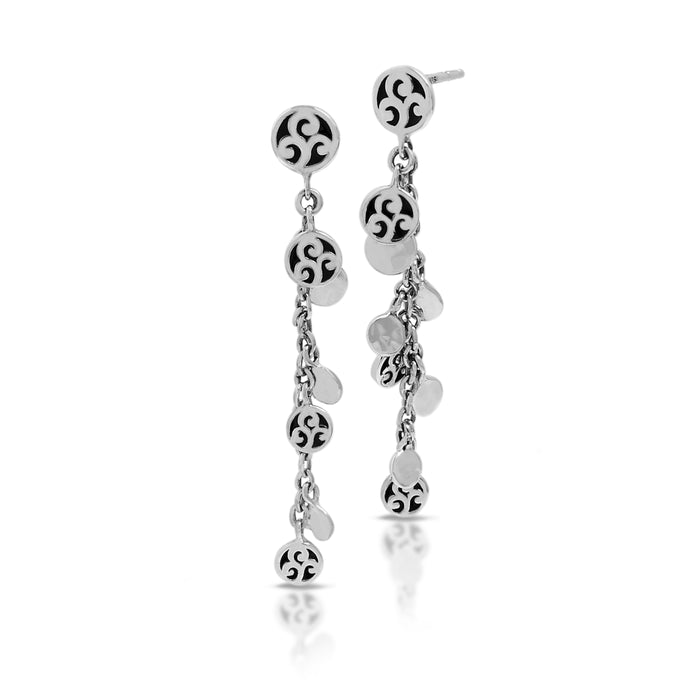 LH Scroll Disc Dangle Drop Earring (43mm)