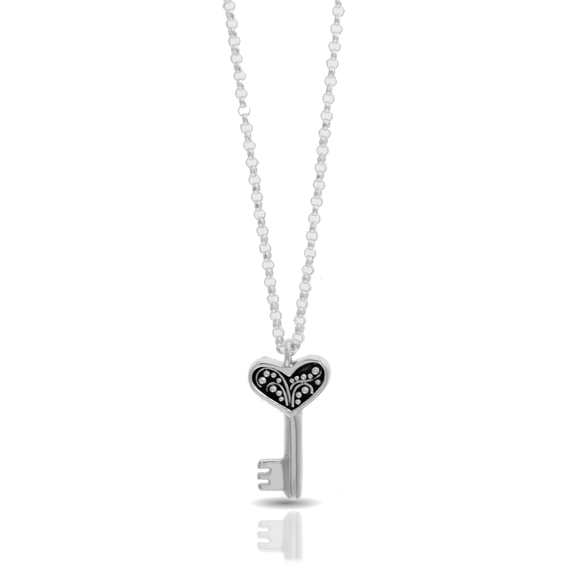 Classic Granulated Key Pendant Necklace. Pendant 18mm