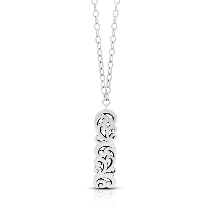 LH Open Scroll Vertical Rectangular Necklace