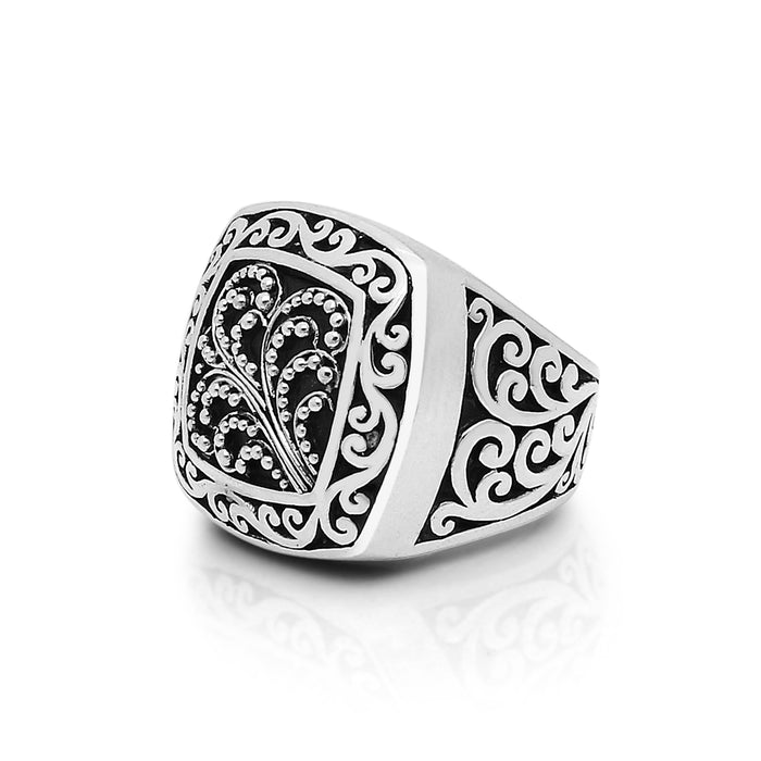 LH Granulated Rounded Square with Scroll Border Ring (22mm)