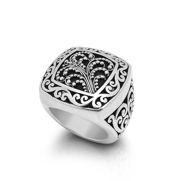 LH Granulated Rounded Square with Scroll Border Ring (22mm)