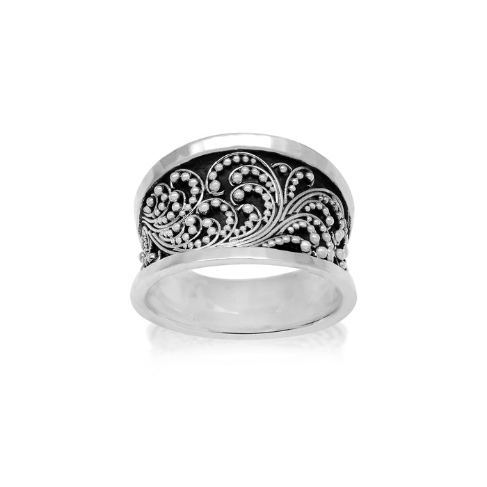 LH Granulated with Hammered Border Band Ring