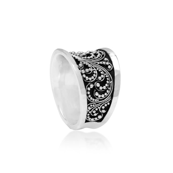 LH Granulated with Hammered Border Band Ring