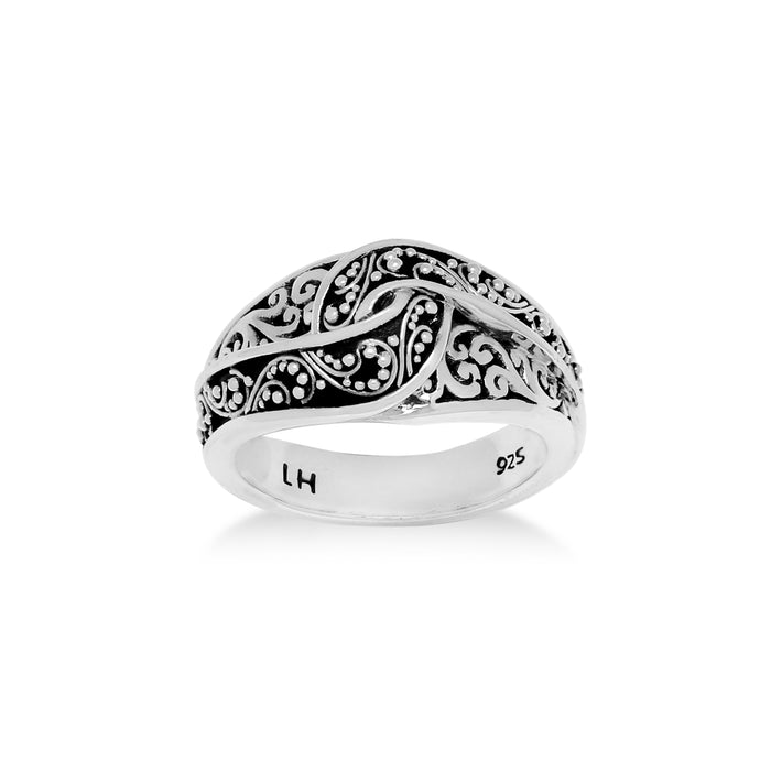LH Classic Signature Scroll & Granulated Ring