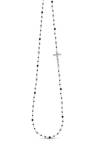 Black Onyx & LH Scroll Beads with 15mm x 30mm in Line Cross Wire-Wrapped Necklace 38"