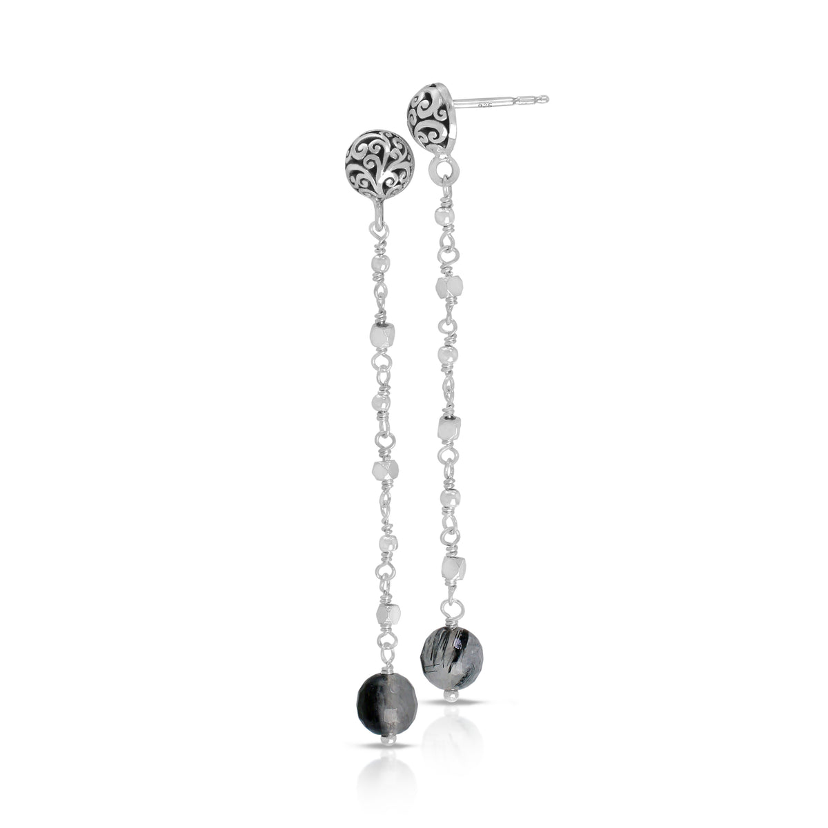 Rutilated (6mm) Linear Wire-Wrapped Post Earrings