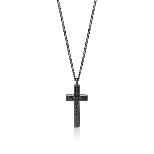 Brown Diamond Cross Pendant Necklace in Black Rhodium Plated Sterling Silver - Lois Hill Jewelry