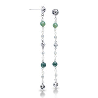 LH Scroll Bead with Moss Agate 4mm Alternate Wire-Wrapped Drop Stud Earrings