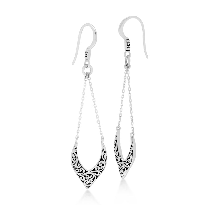 LH Scroll V Dangle Earrings