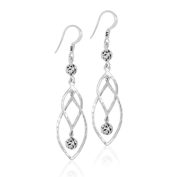 Classic Light Marquise with Scroll Ball Earrings