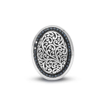 Black Sapphire (.68cts) Border LH Scroll Cocktail Ring