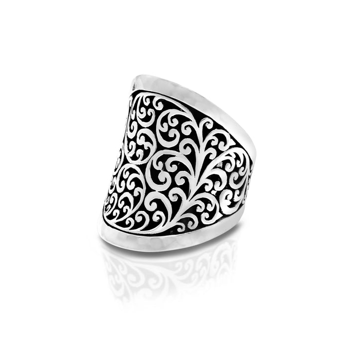 LH Scroll Round Saddle Ring