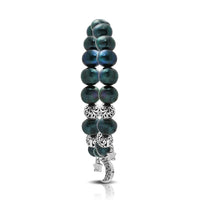 Blue Pearl & LH Scroll Mini Balls (8mm) Stretch Bracelets
