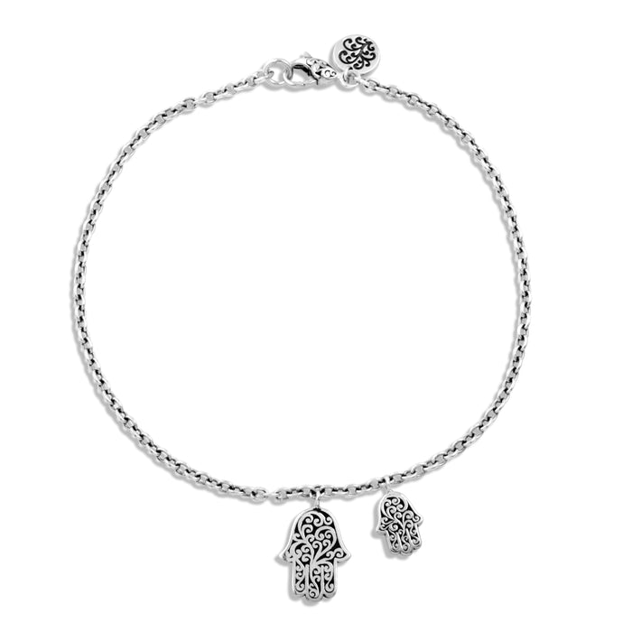 LH Signature Scroll Hamsa with Tiny Charm Ankle Bracelet