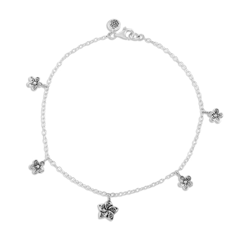 LH Signature Scroll Floral Charm Ankle Bracelet