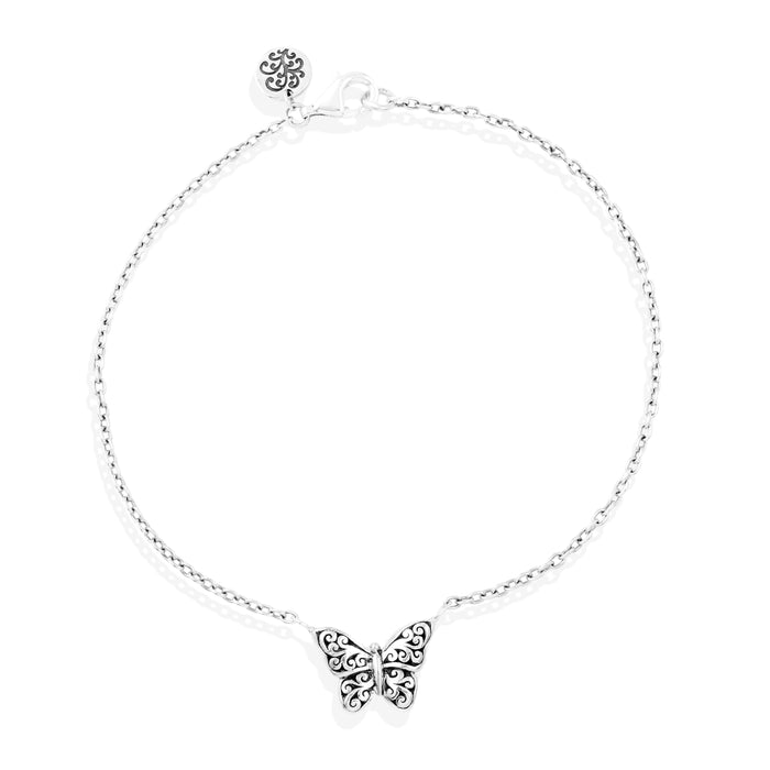 LH Signature Scroll Butterfly Charm Ankle Bracelet