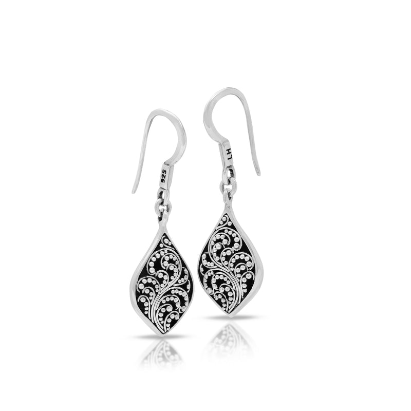 Signature LH Scroll Classic Wide Marquise Drop Earrings